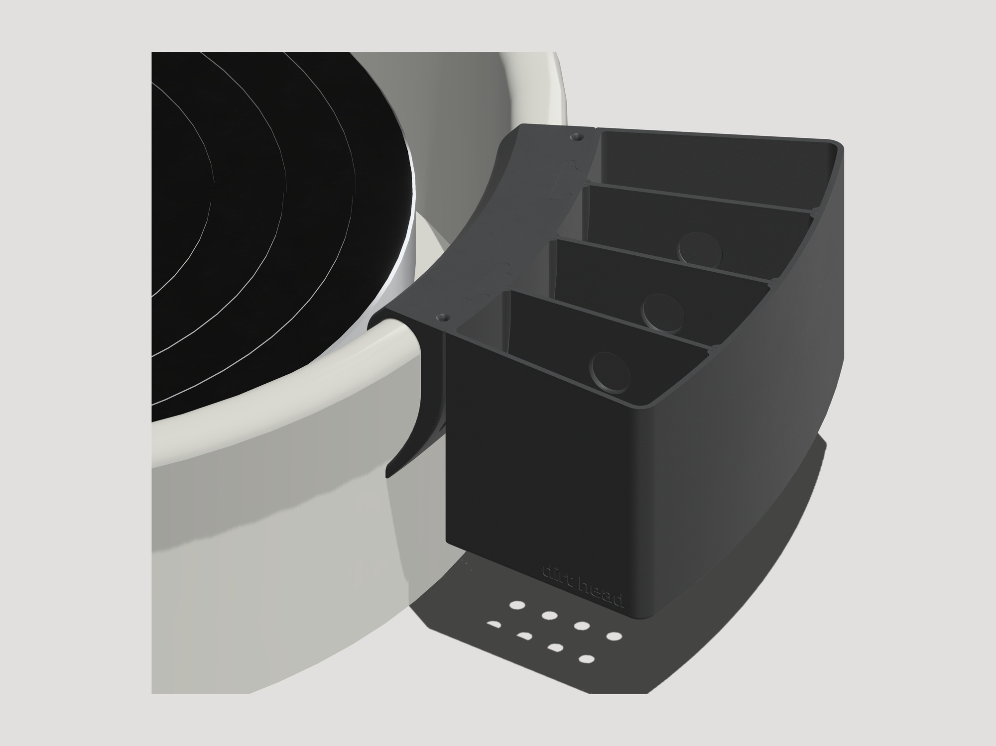 A double deep box mounted on a pottery wheel